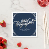 シルバー ネイビー 婚約パーティー スタンダードカクテルナプキン (インサイチュ)