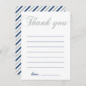 シルバー&ネイビー |男のモダン子パーティーありがとう サンキューカード (正面/裏面)