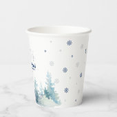 シルバー&ネイビーWinter Onderland 1st誕生日パーティー 紙コップ (裏面)