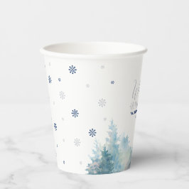 シルバー&ネイビーWinter Onderland 1st誕生日パーティー 紙コップ