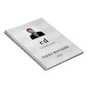 シルバー ネームイニシャル フォト ビジネス ノートブック (右側)