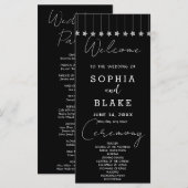 シルバー・ハング・スター ブラック結婚式プログラム (正面/裏面)