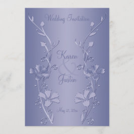 シルバー&バイオレットフローラ結婚式招待状 招待状