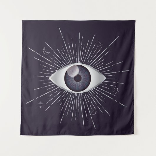 シルバー&バイオレット神秘的な邪悪なアイスナザリマティ タペストリー (正面)