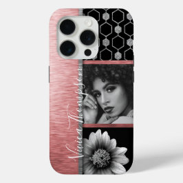 シルバー&バラ金ゴールドフォトコラージュカスタマイズ- It iPhone 15 Proケース
