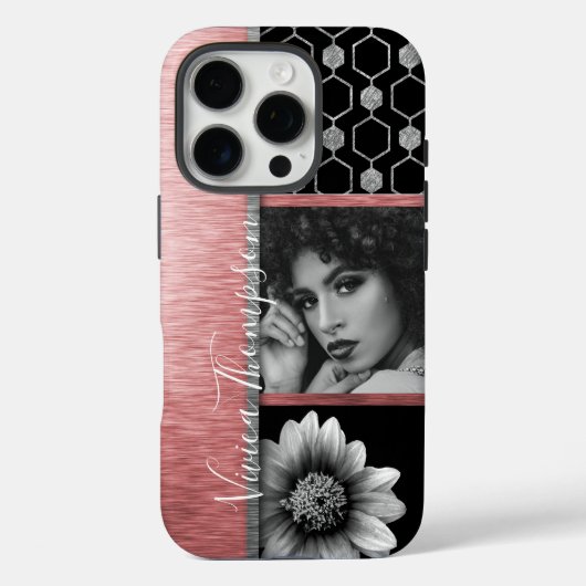 シルバー&バラ金ゴールドフォトコラージュカスタマイズ- It Case-Mate iPhoneケース (裏面)