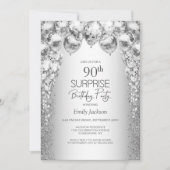 シルバー・バルーン・サプライズ90th誕生日パーティー 招待状 (正面)