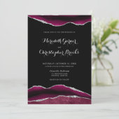 シルバー バーガンディ アゲート ウェディング 招待状 (スタンド正面)