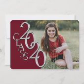 シルバー バーガンディ 2020 写真 卒業式 招待状 (正面)