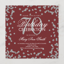 シルバー バーガンディ 70歳の誕生日 グリッター コンフェッティ