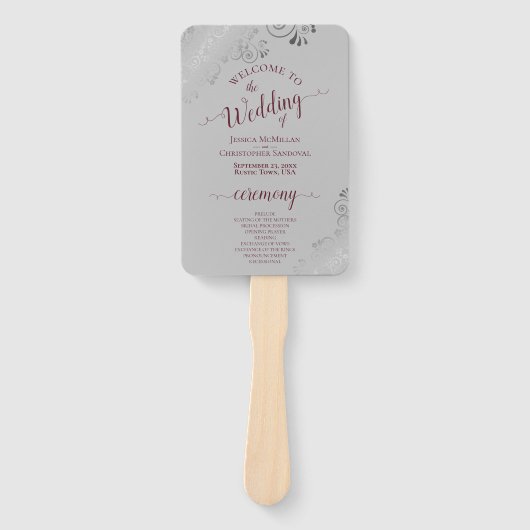 シルバー&バ華美ルガンディオングレー結婚式 プログラム ハンドファン (正面)