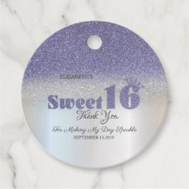 シルバー+パープルのラメぼかしSweet16クラウン フェイバータグ