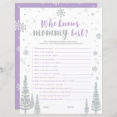 シルバー&パープルウィンターワンダーランド赤ちゃんシャワーゲーム (正面/裏面)