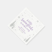 シルバー&パープルウィンターワンダーランド雪の赤ちゃんシャワー スタンダードカクテルナプキン (角)