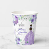 シルバー&パープルドレスクインセアニラクラウン誕生日 紙コップ (裏面)