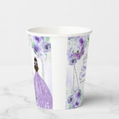 シルバー&パープルドレスクインセアニラクラウン誕生日 紙コップ (左)