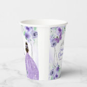 シルバー&パープルドレスクインセアニラクラウン誕生日 紙コップ (右)