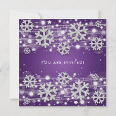 シルバー パープル ウィンター グリッター グラム 30歳の誕生日 招待状 (裏面)