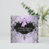 シルバー パープル ブラック プリンセス ベイビー ガール シャワー 招待状 (スタンド正面)