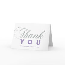 シルバー & パープル | 現代的なパーティーのお礼カード