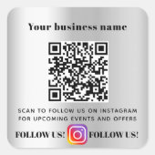 シルバー・ビジネスQRコードInstagram 後を追 スクエアシール (正面)