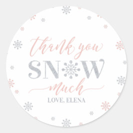 シルバー、ピンクのウィンターワンダーランド どうもありがとう雪だるまさん ラウンドシール