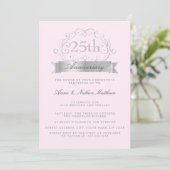 シルバー&ピンクの結婚式 25周年 招待状 (スタンド正面)