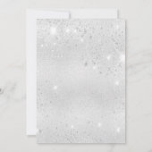 シルバー ピンクの花の感謝カード 招待状 (裏面)