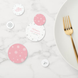 シルバー&ピンクウィンタースノーフレークガールベビーシャワー コンフェッティ