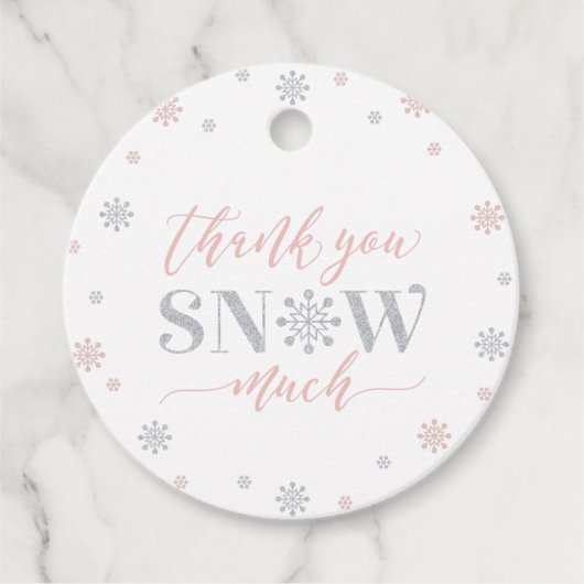 シルバー&ピンクウィンターワンダーランドパーティーありがとう フェイバータグ (正面)