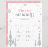 シルバー&ピンクウィンターワンダーランド赤ちゃんシャワーゲーム (正面/裏面)