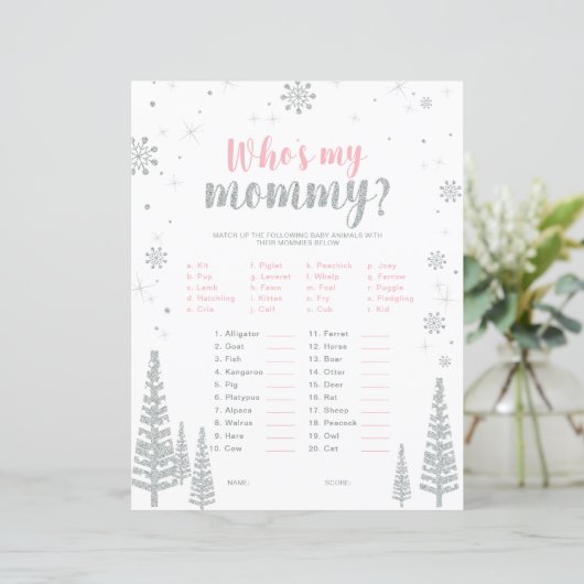 シルバー&ピンクウィンターワンダーランド赤ちゃんシャワーゲーム (スタンド正面)