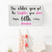 シルバー·ピンク60パーソナライズされた誕生日 横断幕 (インサイチュ)