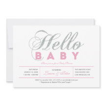 シルバー＆ピンク | ガール, おしゃれなタイポグラフィー ベビーシャワー