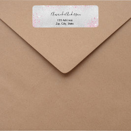 シルバー ピンク グリッター 返信住所 ラベル