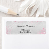 シルバー ピンク グリッター 返信住所 ラベル (インサイチュ)