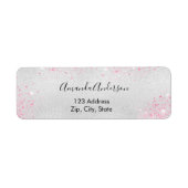 シルバー ピンク グリッター 返信住所 ラベル (正面)