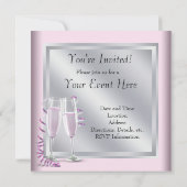 シルバー ピンク シャンパンピンク レディース ナイト 招待状 (裏面)