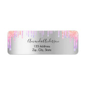 シルバー ピンク ヴィオレット 返信先住所 ラベル (正面)