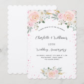 シルバー ピンク 花 25周年 豪華 招待状 (正面/裏面)