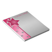 シルバー、ピンク、赤の星メモ帳II ノートパッド (アングル)