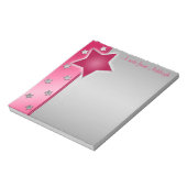 シルバー、ピンク、赤の星メモ帳II ノートパッド (回転)