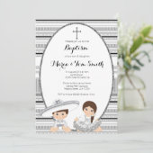 シルバー フィエスタ 男の子と女の子の洗礼 誕生会 招待状 (スタンド正面)