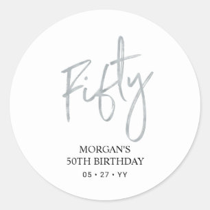 シルバー フィフティ 50歳の誕生日 ギフト ありがとう ラウンドシール