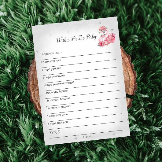 シルバー フラミンゴ バレリーナ ウェルカムベイビー シャワーカー 招待状