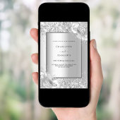 シルバー フラワーズ ラグジュアリー 25周年 結婚記念日 招待状