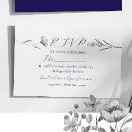 シルバー フローラル ウェディング RSVP カード