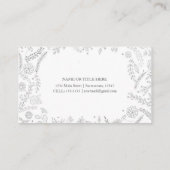 シルバー フローラル リーフ ラスティック ウェディング ボタニカル 名刺 (裏面)