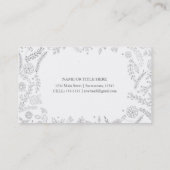 シルバー フローラル リーフ ラスティック ウェディング ボタニカル 名刺 (裏面)