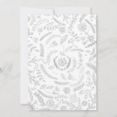 シルバー フローラル リーフ ラスティック ウェディング 招待状 (裏面)